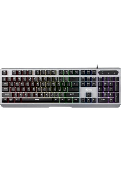Lenovo Lecoo KB121 USB Q Trk Rainbow Aydınlatmalı Mekanik Hisli Metalik Gaming Klavye