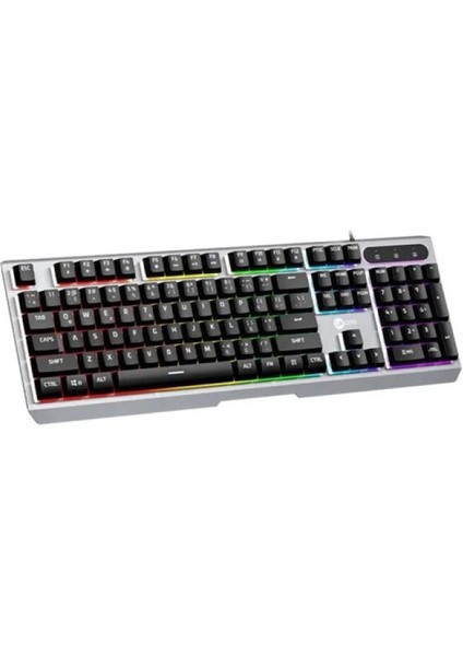 Lenovo Lecoo KB121 USB Q Trk Rainbow Aydınlatmalı Mekanik Hisli Metalik Gaming Klavye