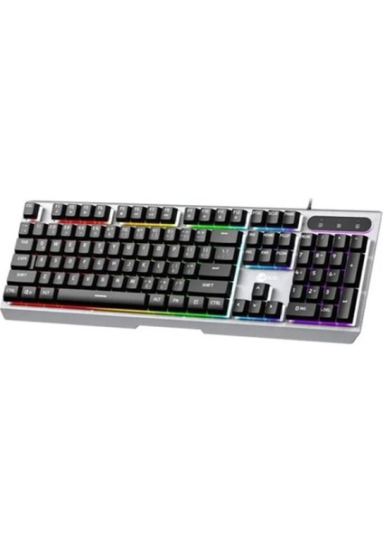 Lenovo Lecoo KB121 USB Q Trk Rainbow Aydınlatmalı Mekanik Hisli Metalik Gaming Klavye
