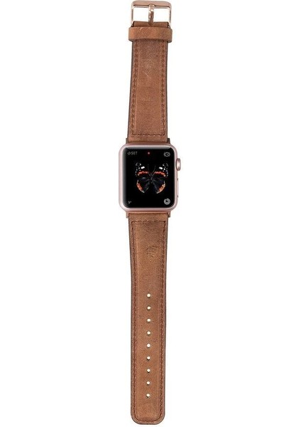 Apple Watch Uyumlu Deri Kordon 42-44-45MM G19 Taba