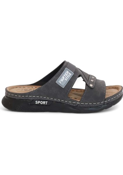 2158 Tam Anatomik Tabanlı Günlük,umre ve Hac Için Uyumlu Erkek Terlik - NKT02158-FÜME-43