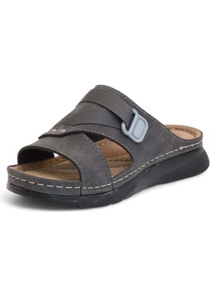 2158 Tam Anatomik Tabanlı Günlük,umre ve Hac Için Uyumlu Erkek Terlik - NKT02158-FÜME-43 modelleri