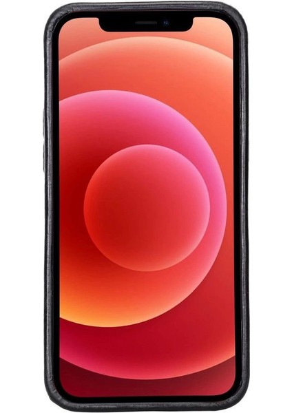 Apple iPhone 12 Pro Max Uyumlu Deri Arka Kapak Rock Rst1 Siyah