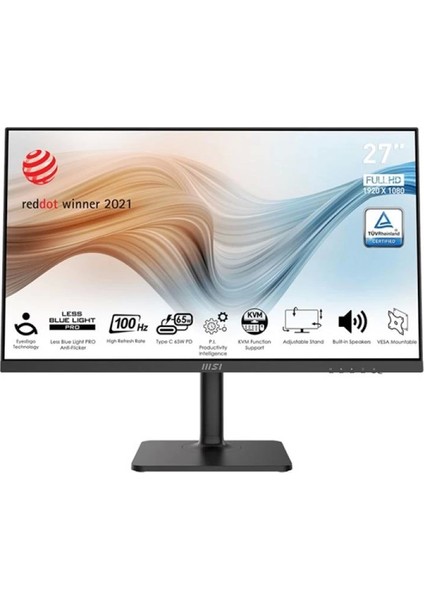 Msı 27 IPS Modern MD272XP 1ms 100HZ Hdmı-Dp Usb-C Ev Ofis Monitörü 1920X1080