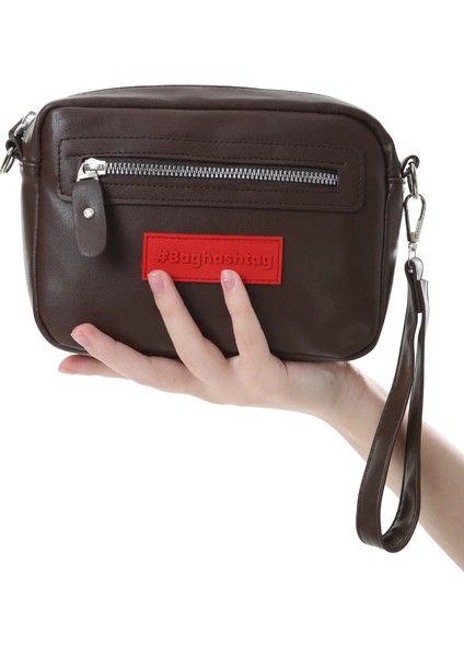 Baghashtag Koyu Kahve Minik Unisex 3 Gözlü Deri Çanta
