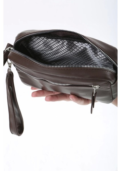 Baghashtag Koyu Kahve Minik Unisex 3 Gözlü Deri Çanta