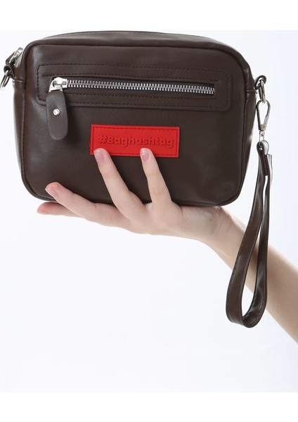 Baghashtag Koyu Kahve Minik Unisex 3 Gözlü Deri Çanta