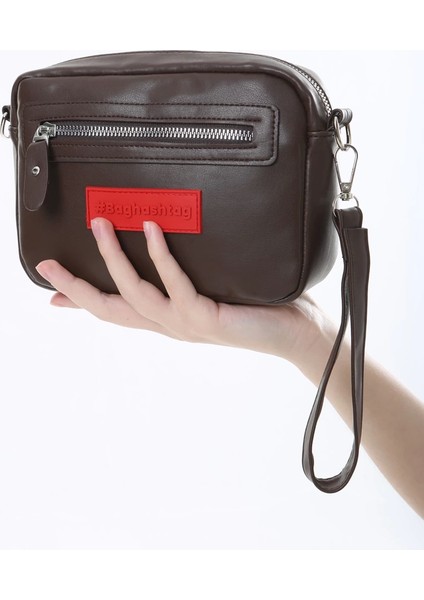 Baghashtag Koyu Kahve Minik Unisex 3 Gözlü Deri Çanta