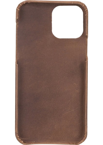 Apple iPhone 12 Pro Uyumlu Deri Arka Kapak F360 G2 Antik Kahve