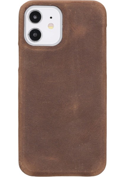 Apple iPhone 12 Pro Uyumlu Deri Arka Kapak F360 G2 Antik Kahve