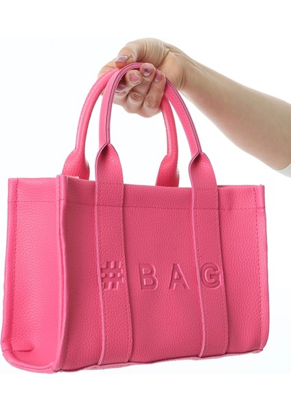 Baghashtag Pembe Deri Mini Tote Çanta