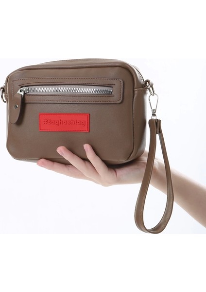 Baghashtag Kahverengi Minik Unisex 3 Gözlü Deri Çanta