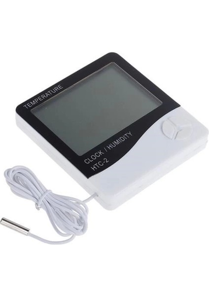 Iç ve Dış Ortam Sıcaklığını Ölçebilen LCD Ekran Saat Göstergeli Alarmlı Nem Ölçer Termometre