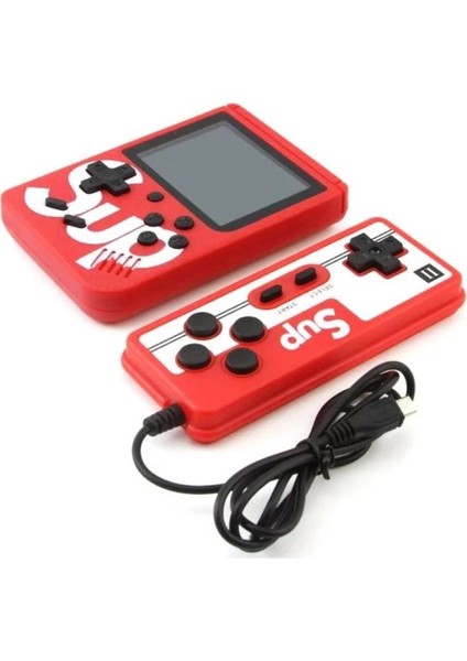 Çift Kol 400 Nostalji Oyunlu Mini Atari Kırmızı Oyun Konsolu