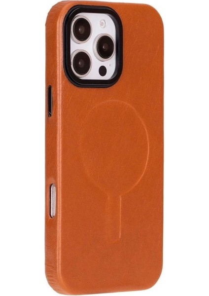 Apple iPhone 16 Pro Max Uyumlu, Hakiki Deri, El Yapımı Kılıf, Gölgeli Taba