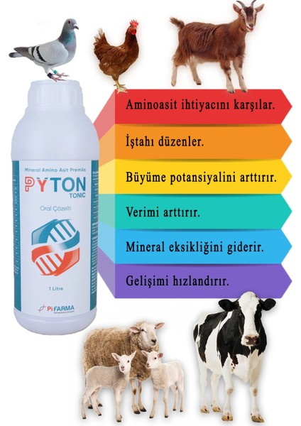 Pyton Sıvı Premix Kanatlı Tavuk Güvercin Koyun Keçi Buzağı Vs 1Lt Vitamin Aminoasit Mineral fırsatları