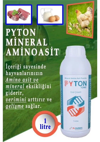 Pyton Sıvı Premix Kanatlı Tavuk Güvercin Koyun Keçi Buzağı Vs 1Lt Vitamin Aminoasit Mineral