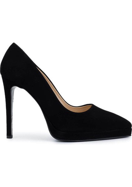 Kadın Hakiki Deri Siyah Süet Topuklu Ayakkabı 815 9382 Bn Ayk Y25 Sıyah Suet
