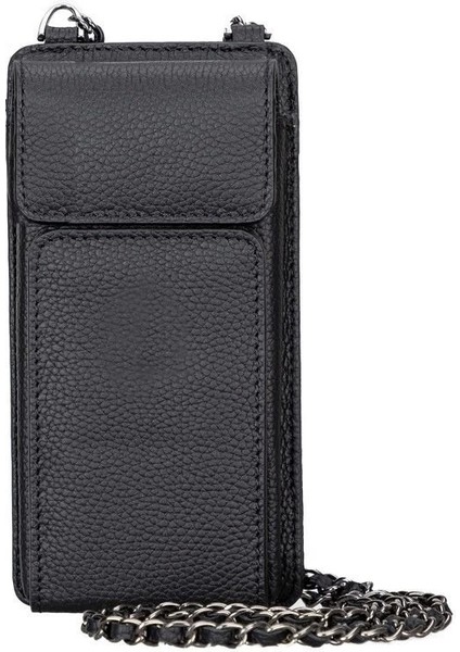 Avjin 6.9 Inch Uyumlu Deri Kılıf Cüzdan Askılı Erc1 Siyah