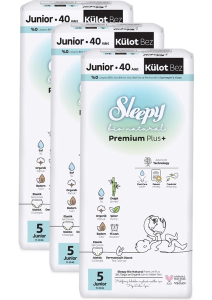 Bio Natural Premium Plus Avantajlı Paket Külot Bez 5 Numara Junior 120 Adet