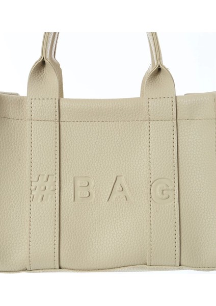 Baghashtag Krem Deri Mini Tote Çanta