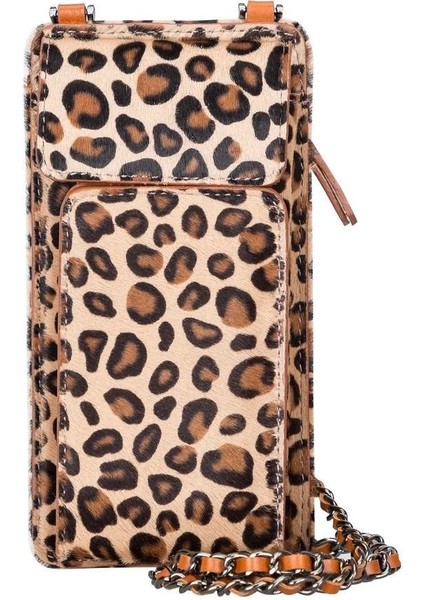 Avjin 6.9 Inch Uyumlu Deri Kılıf Cüzdan Askılı Leo1 Leopar