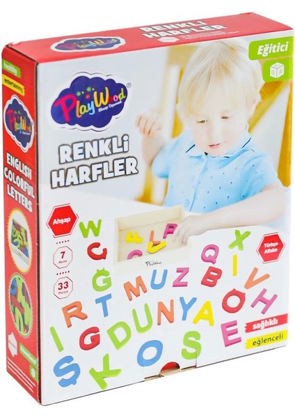 ONY-402 Ahşap Renkli Harfler 33 Parça