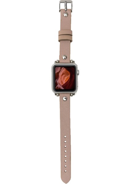 Apple Watch Uyumlu Deri Kordon 38-40-41MM St Nu1 Pembe