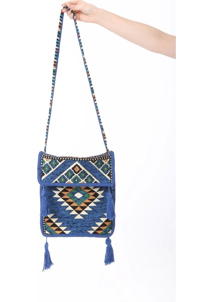 Baghashtag Mavi Kilim Motifli Heybe Çanta