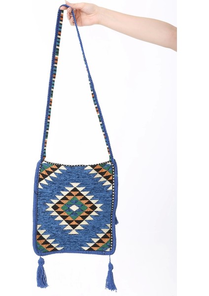 Baghashtag Mavi Kilim Motifli Heybe Çanta