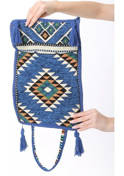 Baghashtag Mavi Kilim Motifli Heybe Çanta