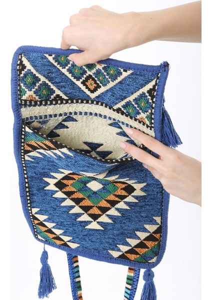 Baghashtag Mavi Kilim Motifli Heybe Çanta