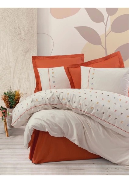 Cotton Box Brode Ranforce Çift Kişilik Nevresim Takımı Joli Kiremit