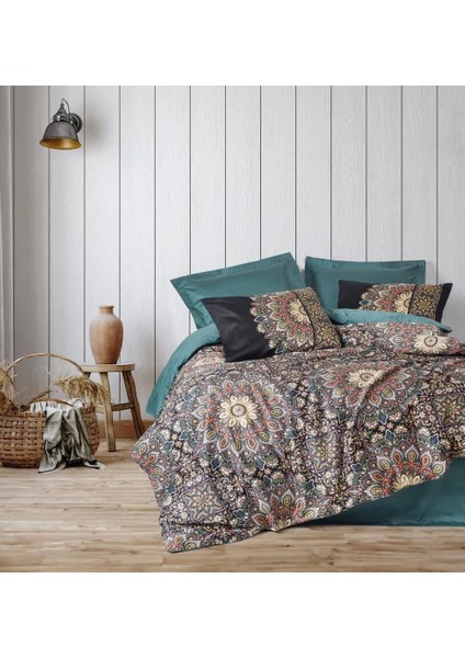 Cotton Box Çift Kişilik Saten Nevresim Takımı Ornate Petrol