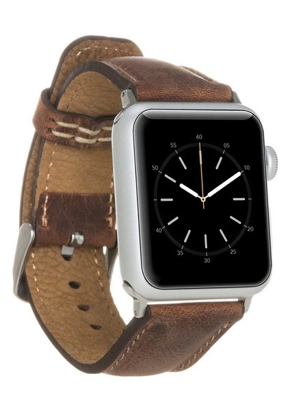 Apple Watch Uyumlu Deri Kordon 42-44-45MM G2 Kahverengi
