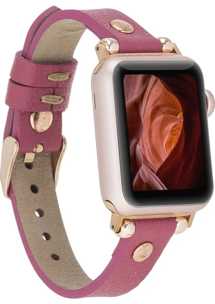 Apple Watch Uyumlu Deri Kordon 38-40-41MM Rt Cp4 Fuşya