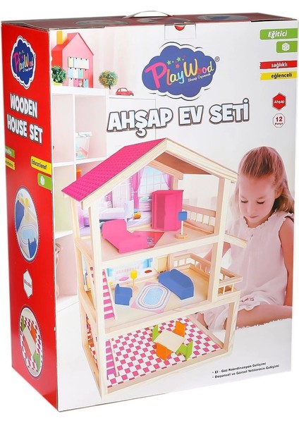 ONY-398 Büyük Ahşap Ev Seti -Onyıl Oyuncak