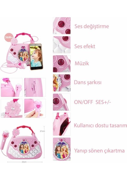 BAO-1706 Mikrofonlu Mp3 Çalar Parti Müzikleri El Çantası