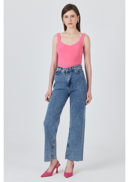 Pembe Kalın Askılı V Yaka Bluz 13293 modelleri