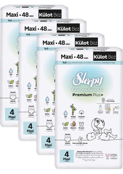 Bio Natural Premium Plus Ultra Paket Külot Bez 4 Numara Maxi 192 Adet