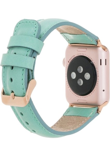 Apple Watch Uyumlu Deri Kordon 42-44-45MM Brn7 Yeşil