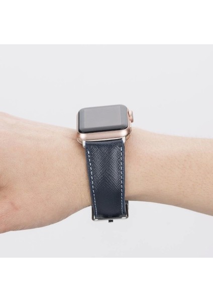 Apple Watch Uyumlu Deri Kordon 42-44-45MM G3 Lacivert