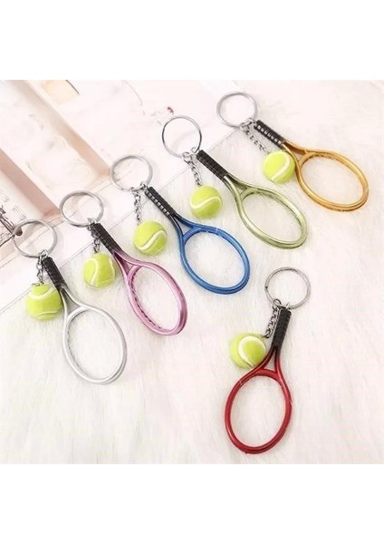 Gerçekçi Tenis Raketi Tasarımlı Şık Anahtarlık Kolye Çanta Süsü Tennis Keychain