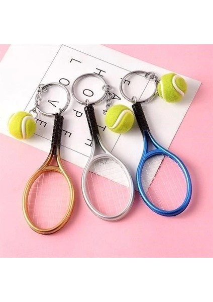 Gerçekçi Tenis Raketi Tasarımlı Şık Anahtarlık Kolye Çanta Süsü Tennis Keychain