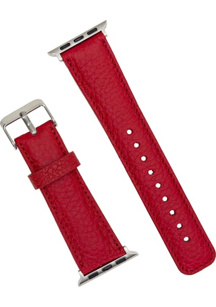 Apple Watch Uyumlu Deri Kordon 42-44-45MM Erc2 Kırmızı
