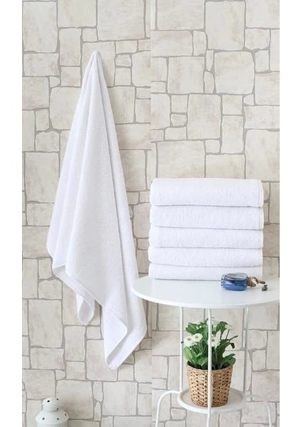 Nevresim Dünyası Otel Tipi 6'lı 70X140 Banyo Havlusu Beyaz