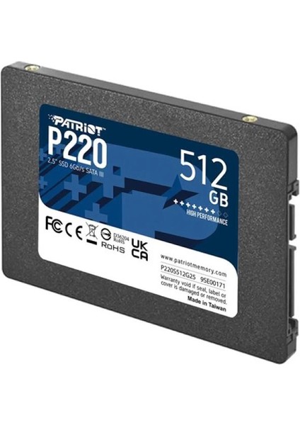 Patrıot 512GB P220 P220S512G25 550-500MB/S Sata-3 SSD Disk