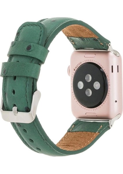 Apple Watch Uyumlu Deri Kordon 42-44-45MM De6 Yeşil