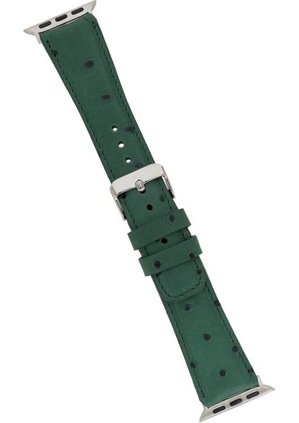 Apple Watch Uyumlu Deri Kordon 42-44-45MM De6 Yeşil