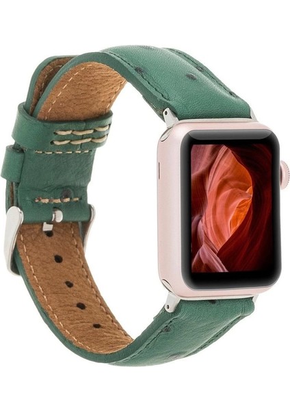 Apple Watch Uyumlu Deri Kordon 42-44-45MM De6 Yeşil
